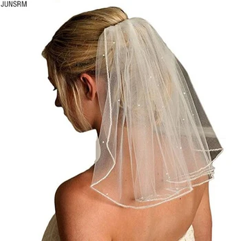 

Pretty One Layer Short Wedding Veils With Comb Soft Tulle Bridal Veils Crystal Wedding Accessories
