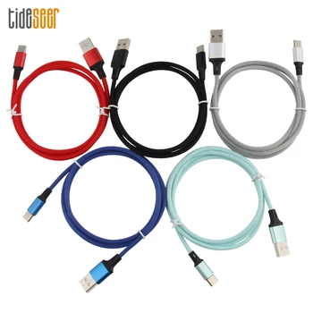 

100pcs 3ft 6ft 10ft 8pin Type C Micro USB Cable Strong Fabric Nylon Braided Data Sync Charger Cord for Iphone Android Phones