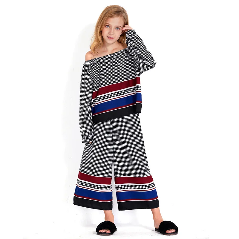 Abiti eleganti scozzesi per ragazze 10 12 anni Shein Crop top manica lunga  + pantaloni a gamba larga Set di abbigliamento autunno inverno per ragazze  adolescenti - AliExpress Mother \u0026 Kids
