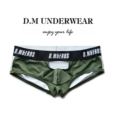 Underwear low waist half exposed buttocks transparent sexy small boxer briefs breathable temptation double dinglikong per | Мужская