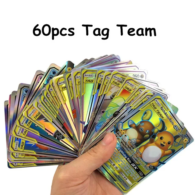 10-300 шт./лот GX EX TAG командная карточная игра коллекция бумажные торговые карты Pokemones подарок детям английский - Цвет: NEW 60tag team