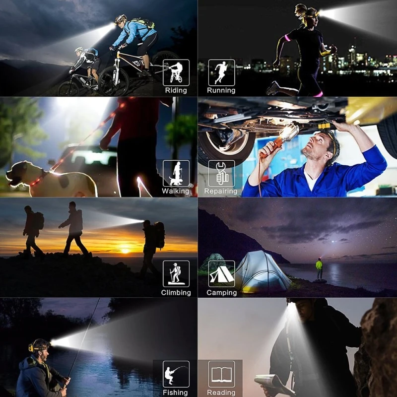 3LED датчик движения тела налобный фонарь яркий DC перезаряжаемый с