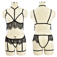 Кружевной бюстгальтер на бретельках, набор подвязок в стиле панк, готика, Хэллоуин, сексуальное женское белье, для всего тела, бандаж, эластичный бюстгальтер, свадебный пояс для ног