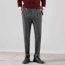 Хорошая Осенняя поп Корейская версия ретро свободный Британский Прямой Тонкий мужской красивый повседневный костюм брюки