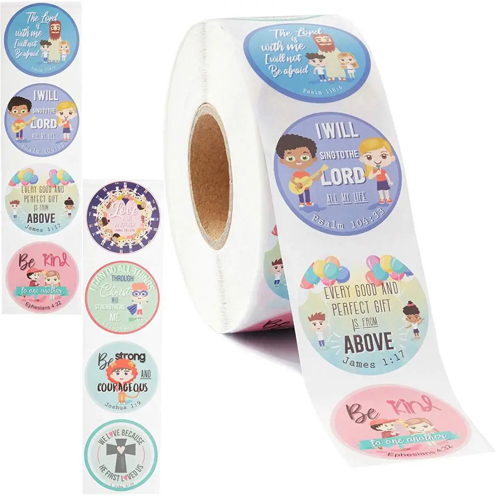 

500PCS Christian Bible Verse Stickers for School Christening Weddings and Church Religious Occasions Tags Bless Proverbs Sticker