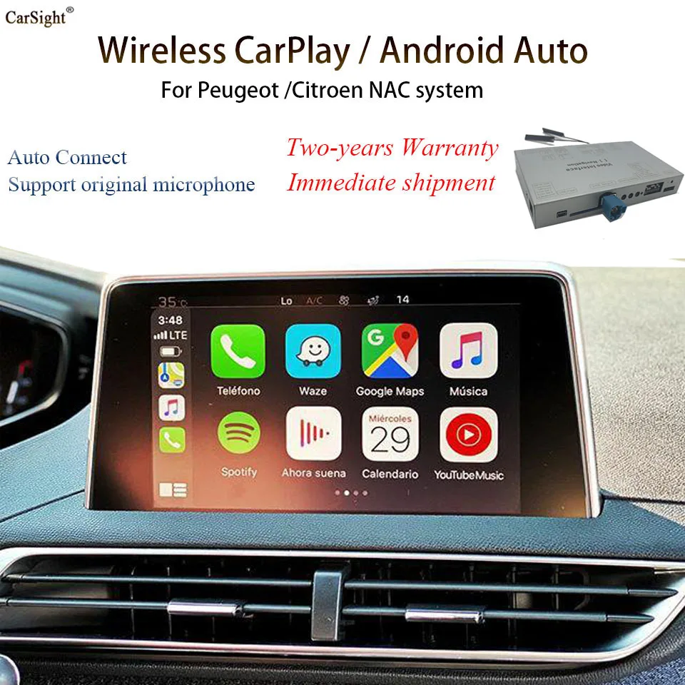 Автомобильный проводной/беспроводной видеоинтерфейс CarPlay для Peugeot NAC C6 208 2008 5008 3008