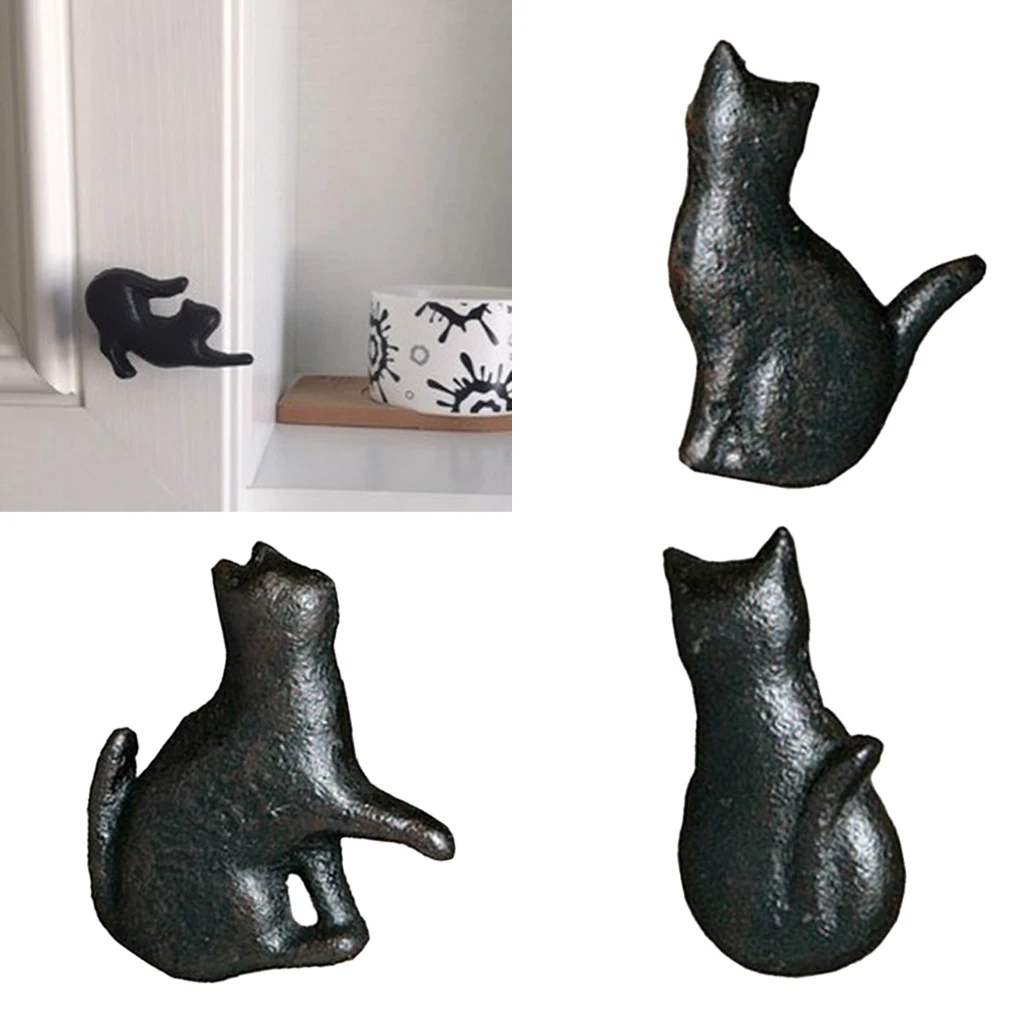 4x Creative Cat Design Cupboard Drawer Knob Kitchen Cabinet Door Pull Wardrobe Cast Iron Handles Kids Dresser Knobs