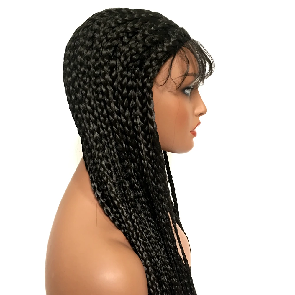 DLME Braid Wig With Baby Hair Heat Resistant Fiber Hair Synthetic Braided Wigs For Black Women Afro Braided Black Box