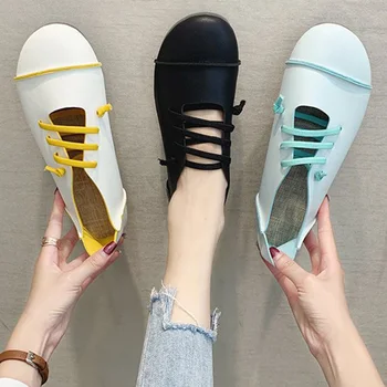 

Women Pu Leather Sneakers Woman Shoes Spring Slip On Casual Flat Shoes Female Doudou Solid Fashion Platform Shoes Ladies Walking