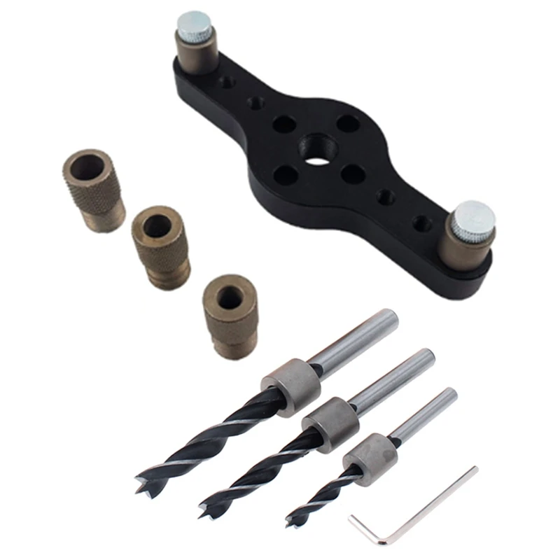 Vertical Pocket Hole Jig 6/8/10Mm Woodworking Drilling Locator Wood Dowelling Self Centering Drill Guide Kit Hole Puncher