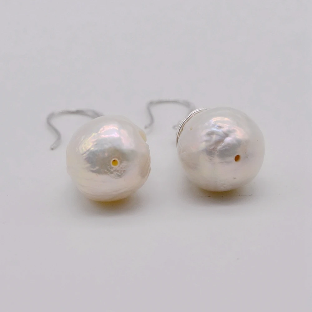 Baroque Pearl Earrings White Natural Freshwater Pearl 925 Sterling Silver Drop Earrings Handmade Large Pearl Drop Earrings Women