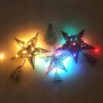 

Hollow Sparkle Star Toppers Christmas Tree Topper Gold Silver Red Xmas Tree Ornament for Christmas New Year Party Treetop Decor