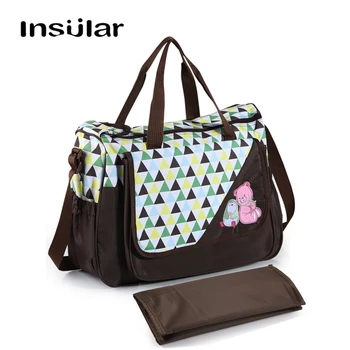 

INSULAR Print Large Capacity Tote Diaper Bag Nappy Messenger Tote Maternity Bags for Stroller Baby Mummy bag with Changing Mat