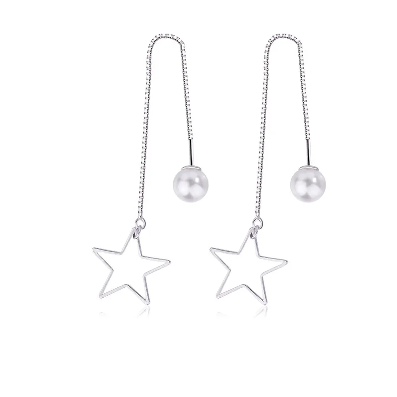 Natural Freshwater Pearl Earring 925 Sterling Silver Color Star Drop Earrings For Women Dangle Hanging Tassels Earrings Jewelry Drop Earrings Aliexpress