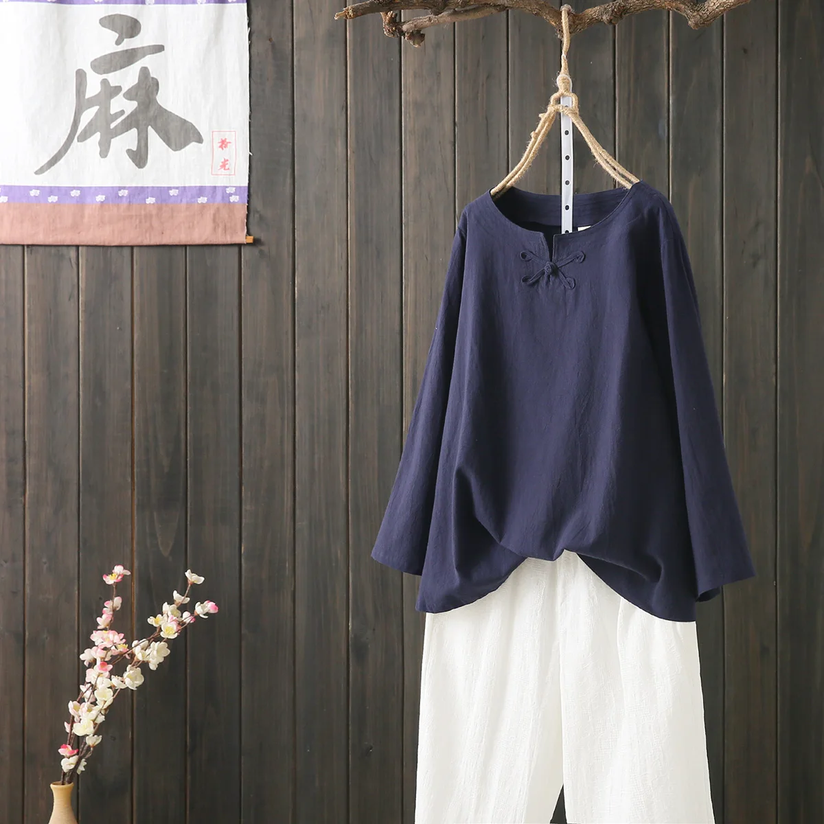 Китайская традиционная блузка hanfu для чайных сервиз, хлопковая льняная Китайская одежда, женская рубашка - Цвет: color2