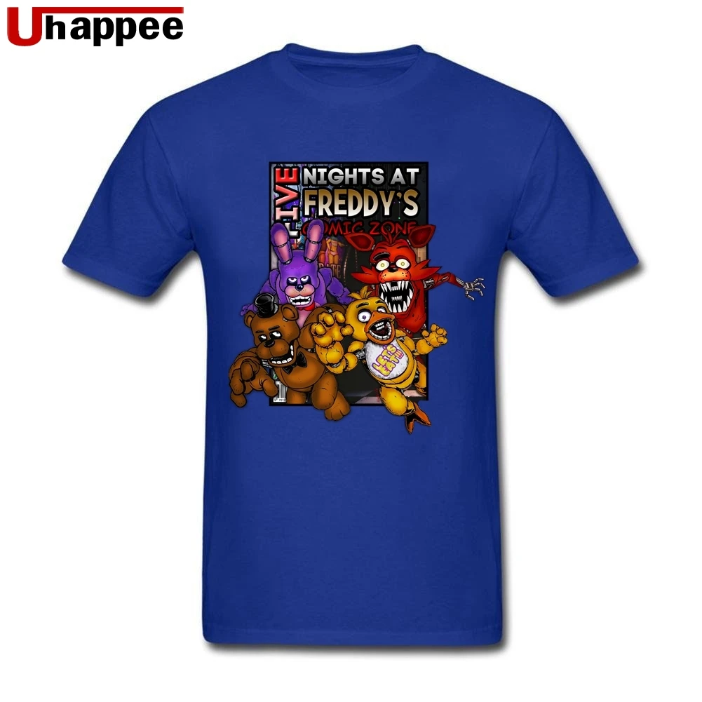 Крутые футболки Freddy Fazbear для мужчин s, обычная посадка, короткий рукав, цветные принтованные рубашки для мужчин, большой и высокий размер, веер, официальная одежда - Цвет: Синий