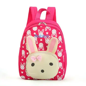 

Lovely Cute Kids School Bags Rabbit Bear Dolls Applique Canvas Backpack Mini Baby Toddler Book Bag Kindergarten Rucksacks