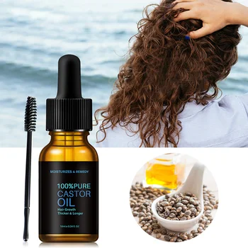 

Hot 100% Castor Oil Eyelash Nourishing Essential Oil with Brush Stimulate Growth for Eyelashes Eyebrows Hair t6