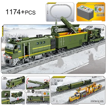

MOC 1464pcs Creator Technic Battery Powered Electric Classic City Train motor Rail Building Blocks Bricks Toys For kids gifts