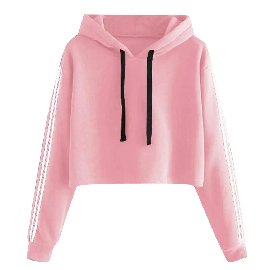 

Women's Sweatershirt Casual Solid Hoodie 2019 Long Sleeve Blouse Lace Up Drawstring Tops Mujer Poleron Sudadera Con Capucha L813