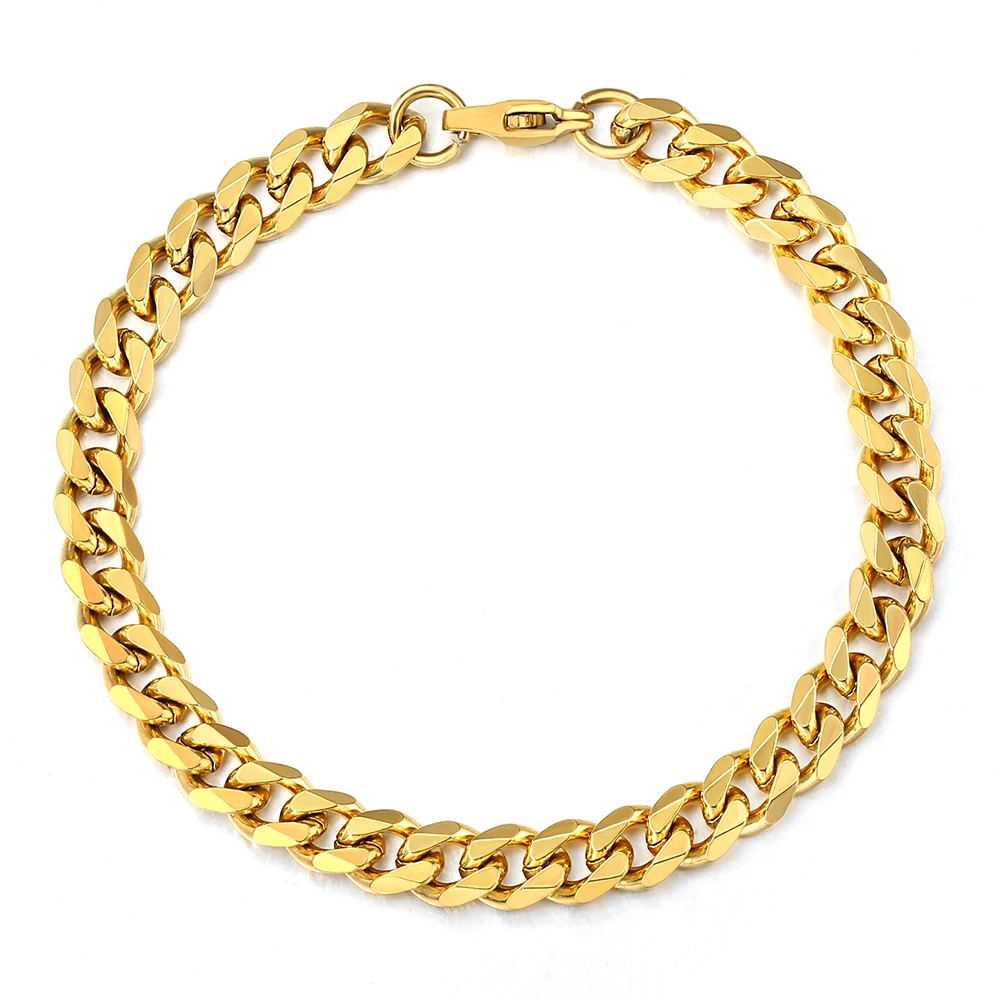 Women’s Men’s Bracelet Stainless Steel Cuban link Chain Bracelets Gold Silver Color Fashion Wholesale Jewelry KBB10
