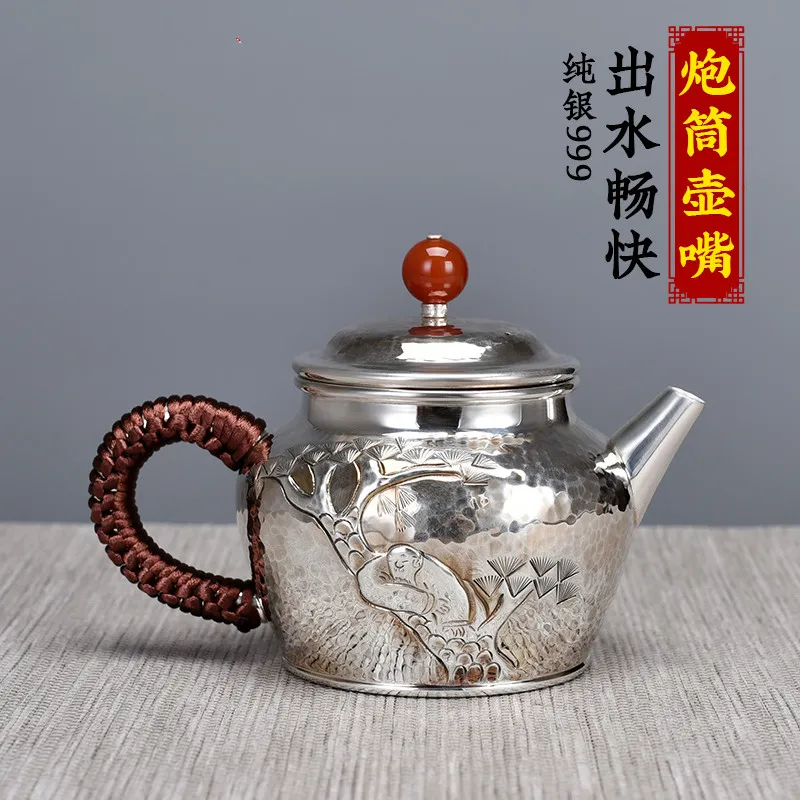 

Antique sterling silver teapot single pot household Kung Fu tea ceremony sterling silver pot 999 sterling silver teapot