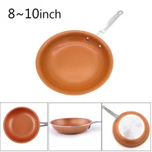 Sartén de cobre antiadherente de 8/10 pulgadas, sartén con revestimiento de inducción de cerámica, sartenes de cocina, suministros de cocina