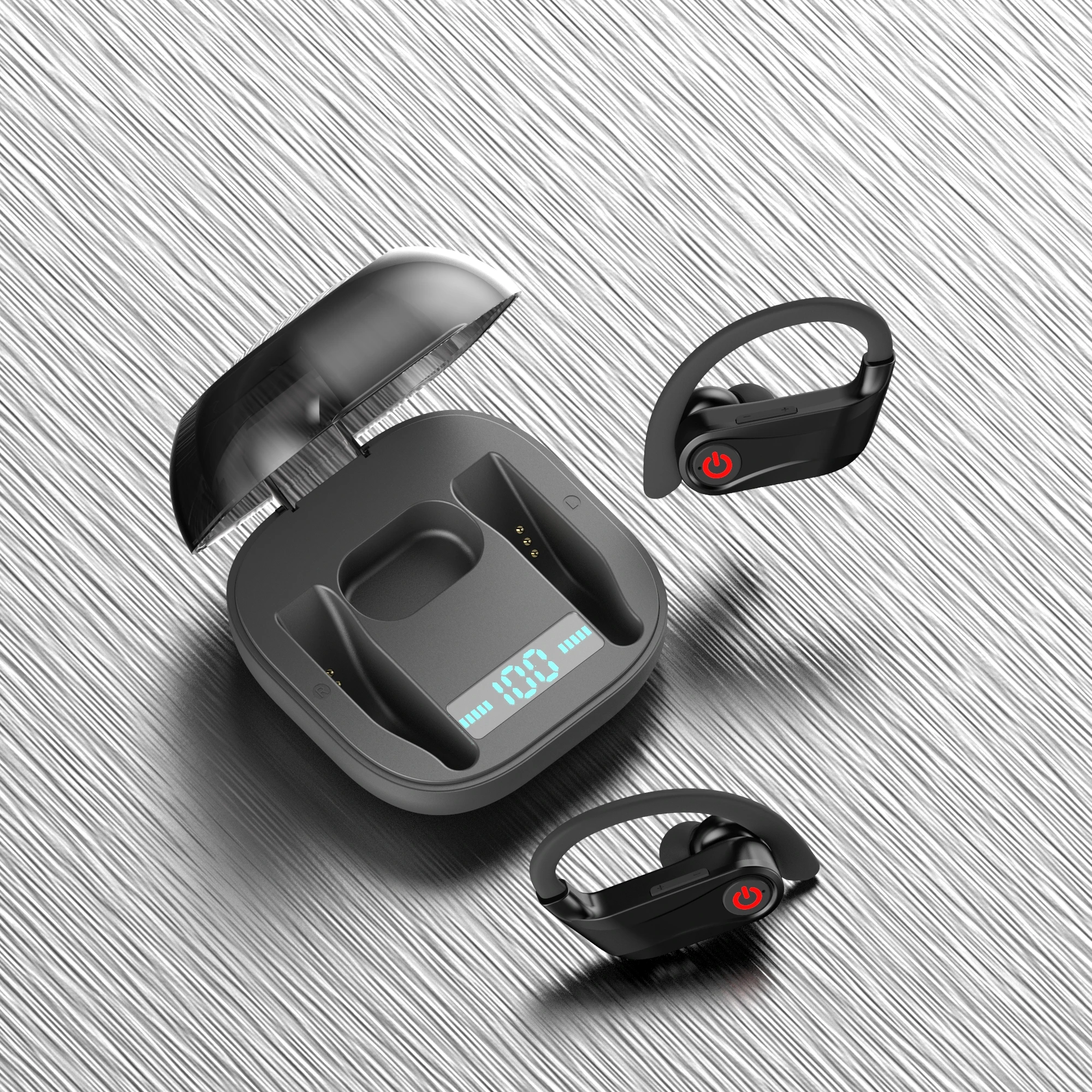 HBQ Q62 наушники-вкладыши TWS с 5,0 Bluetooth True Беспроводной наушники Ушные крючки спортивные наушники с Мощность экрана зарядный чехол для телефона
