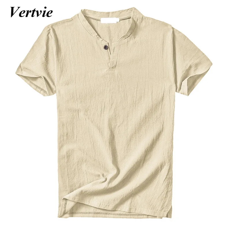 CYSINCOS Для мужчин льняная футболка летние пляжные короткий рукав с круглым вырезом футболки для мужчин Homme модные Повседневное топы плюс Размеры 3XL