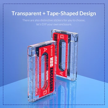 

Newest Hard Drive Case USB3.0 HDD Enclosure External Transparent HDD Case DIY Stickers for 2.5'' SSD HDD Cassette Tape Design