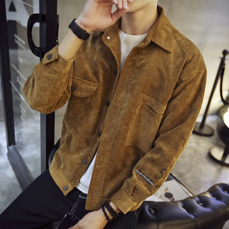 Jackets Men Corduroy Soft Pockets 