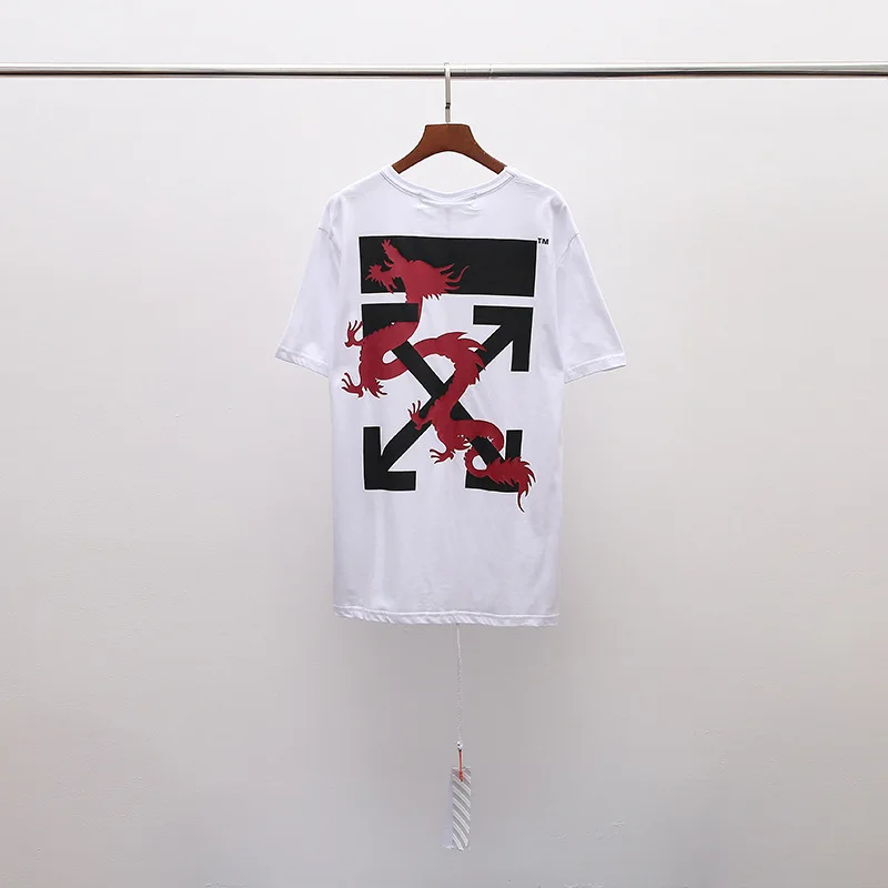 19SS OFF-WHITE Новая мужская парная футболка с Короткими Рукавами Летняя свободная футболка из хлопка