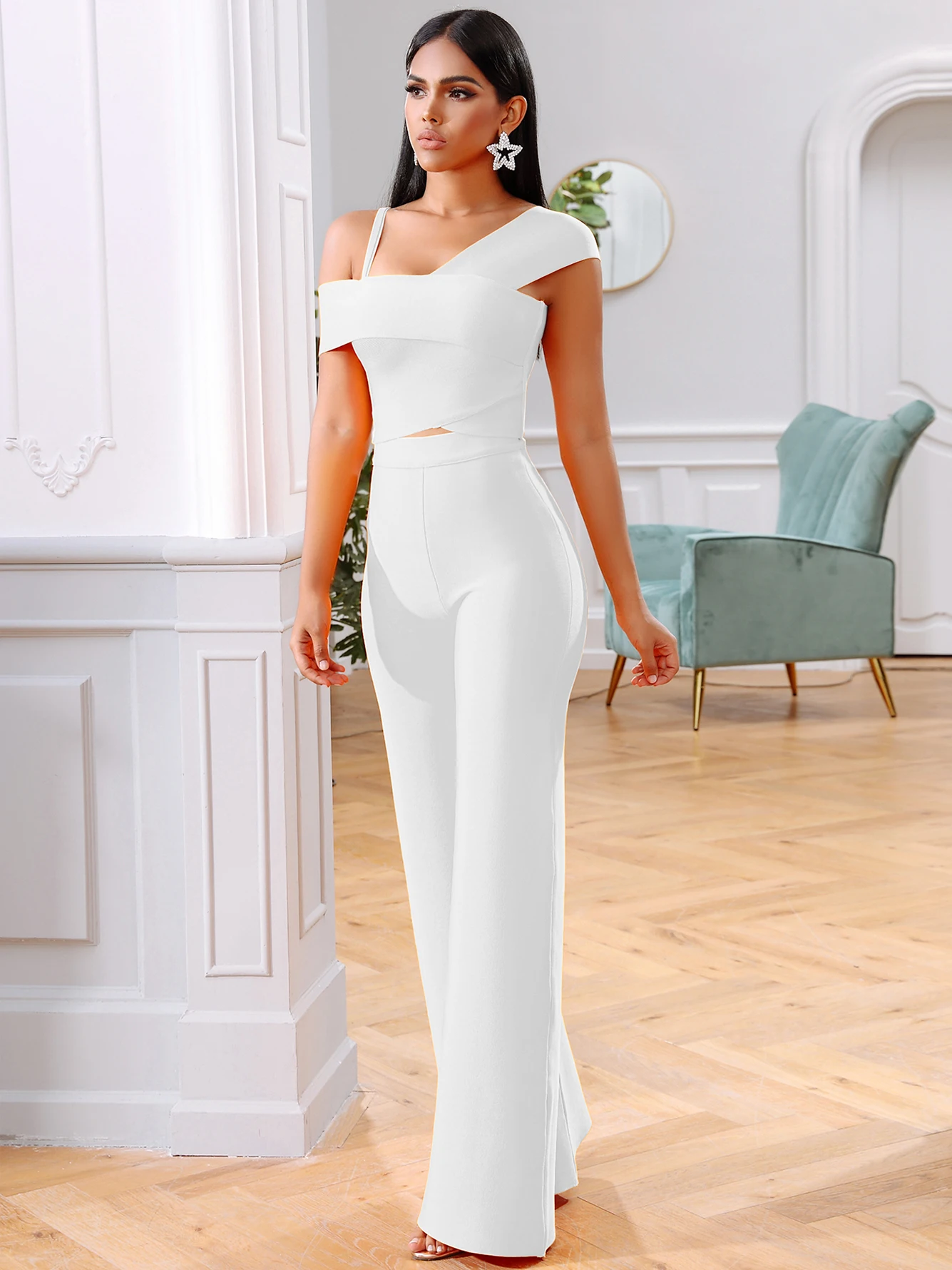 Adyce 2024 New Summer Orange 2 Two Pieces Sets Sexy Spaghetti Strap Short Sleeve Tops & Long Pants Women Fashion Club Party Sets