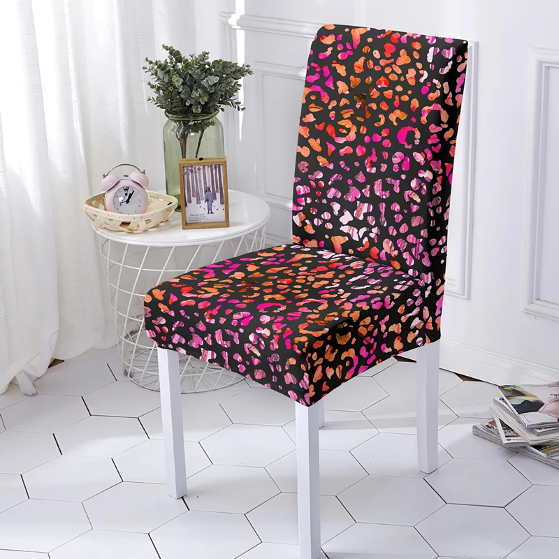 Washable Stretch Chair Cover Psychedelic Leopard Design Elastic Universal Sizes Seat Covers For Dining Room Kitchen Hotel Decor 3