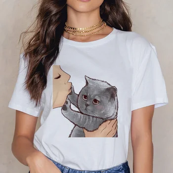 

2020 New t shirt cat print women korean clothes harajuku 90s funny summer tshirt graphic ulzzang grunge t-shirt femme streetwear