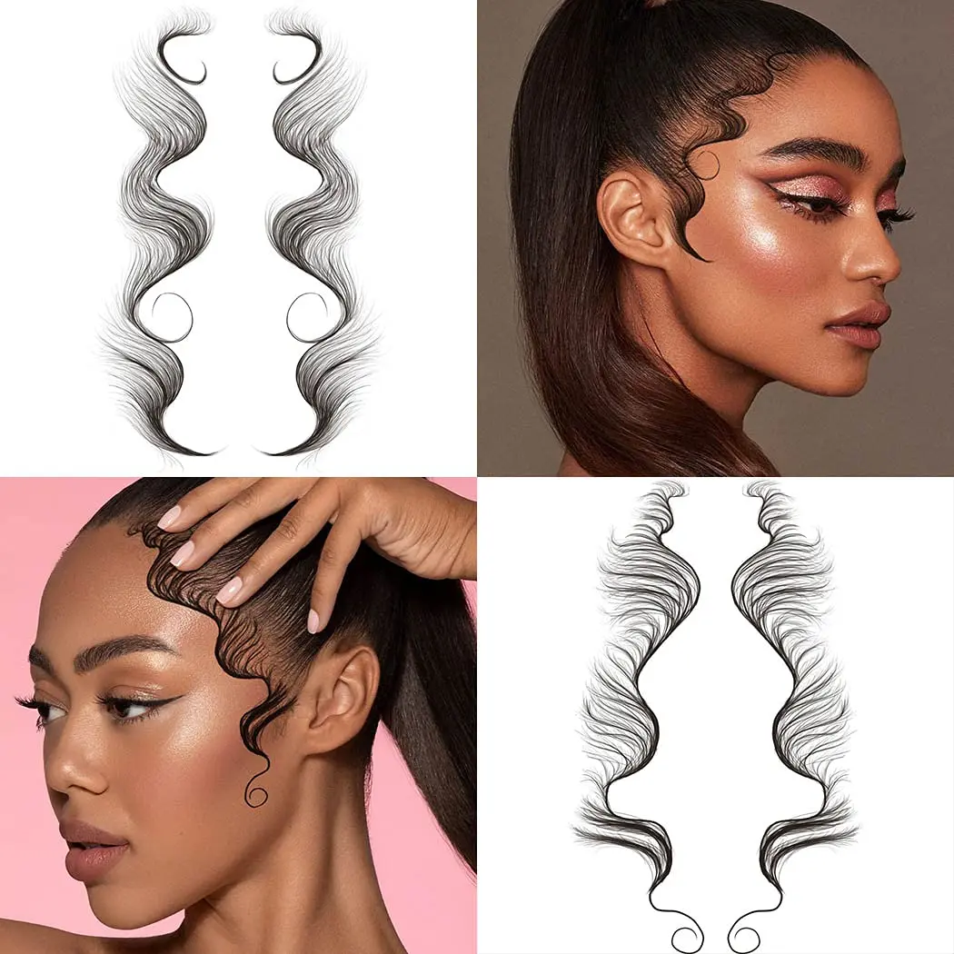 Hair Tattoo Stickers 5 Sheets Waterproof Baby Hair Edge Temporary Hairline Natural Curly Fake Tattoo Makeup Tools