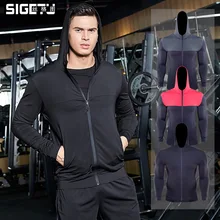 Si ge tu спортивные куртки мужские Весна и осень черный и белый с рисунком эластичность быстросохнущие тренажерный зал тренировка открытый молния хо