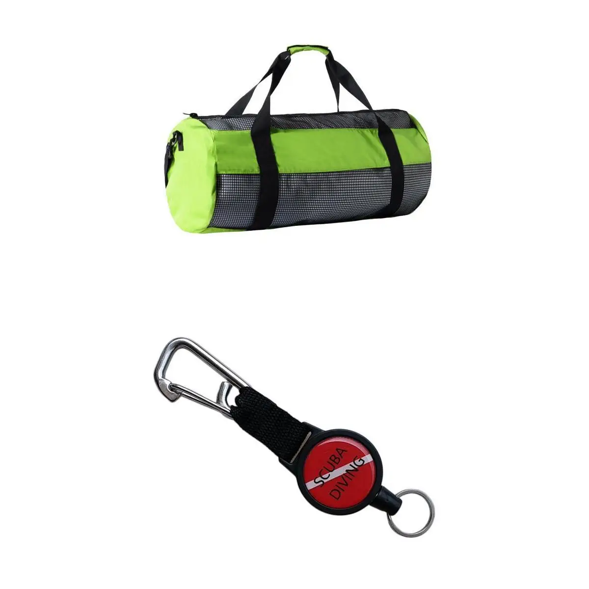 Durable Dive Mesh Duffel Bag Snorkeling Retractor Lanyard Holder Hook Carabiner Diving Bags for Water Sports