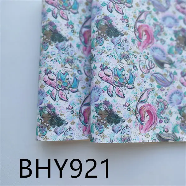 A4 20*33 см русалка персонаж мультфильма печать синтетическая кожа ткань для DIY аксессуары BHY921