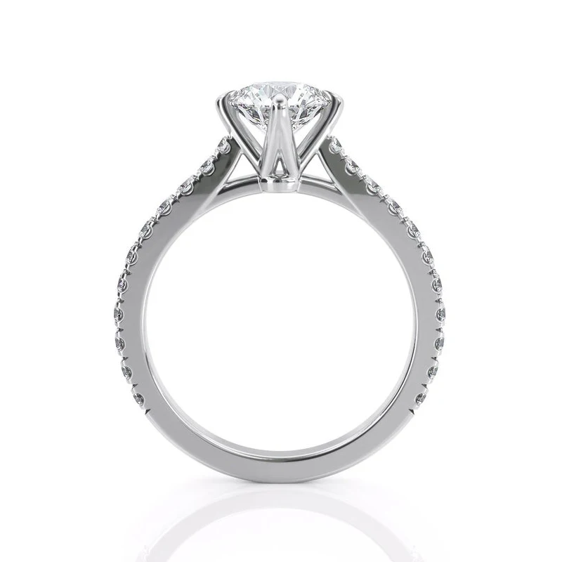 GUYINKU Solid 14K 585 Белое золото 1ct 6,5 мм EF цвет Moissanite боковое обручальное кольцо с камнем для женщин свадебный подарок