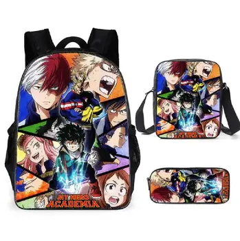 

New Japan Cartoon Anime My Hero Academia Schoolbag Satchel Nylon Zipper Bags Cosplay Izuku Midoriya Backpack Gift Bag Purse