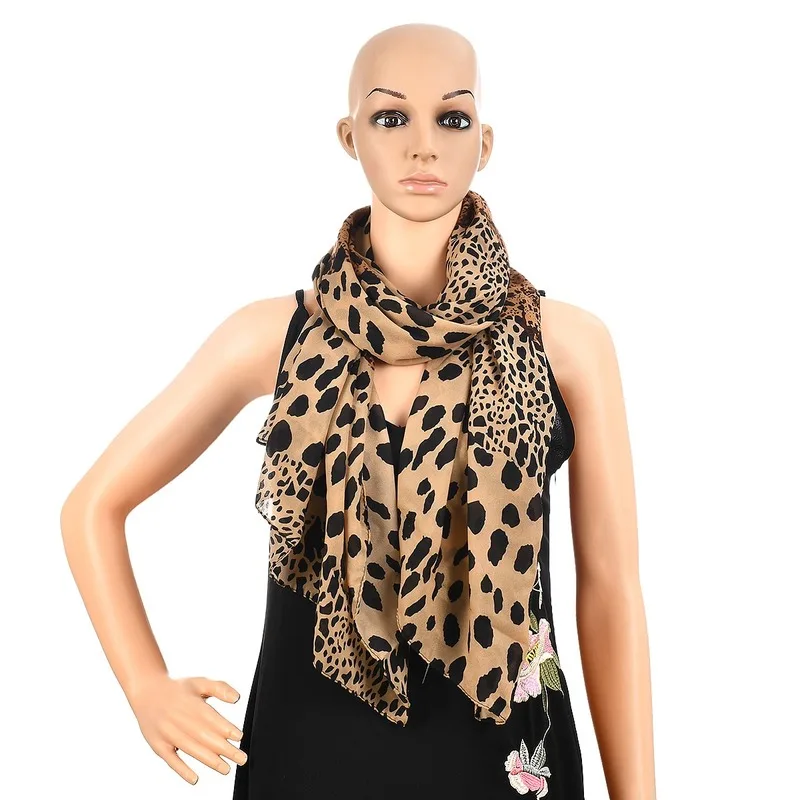 Noble Fashion Multi-Purpose Women Long Soft Wrap Lady Shawl High Quality Silk Leopard Chiffon Scarf Hair Tie Band Neckerchief |