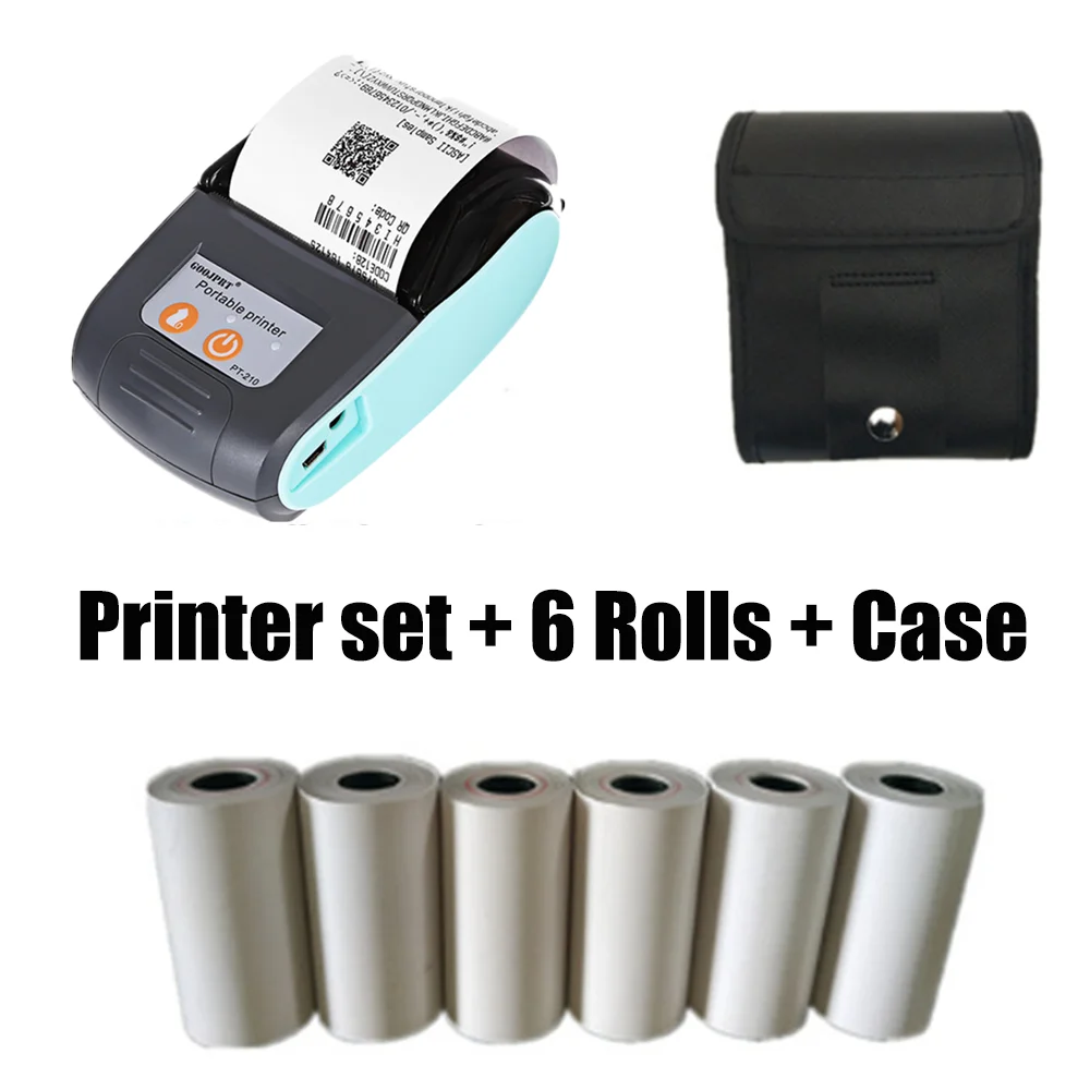 portable instant photo printer PT210 58mm Thermal Receipt Printers USB Bluetooth Compatible Interface Wireless Connect With Phone Free Application Mini Printer mini printer for android phone