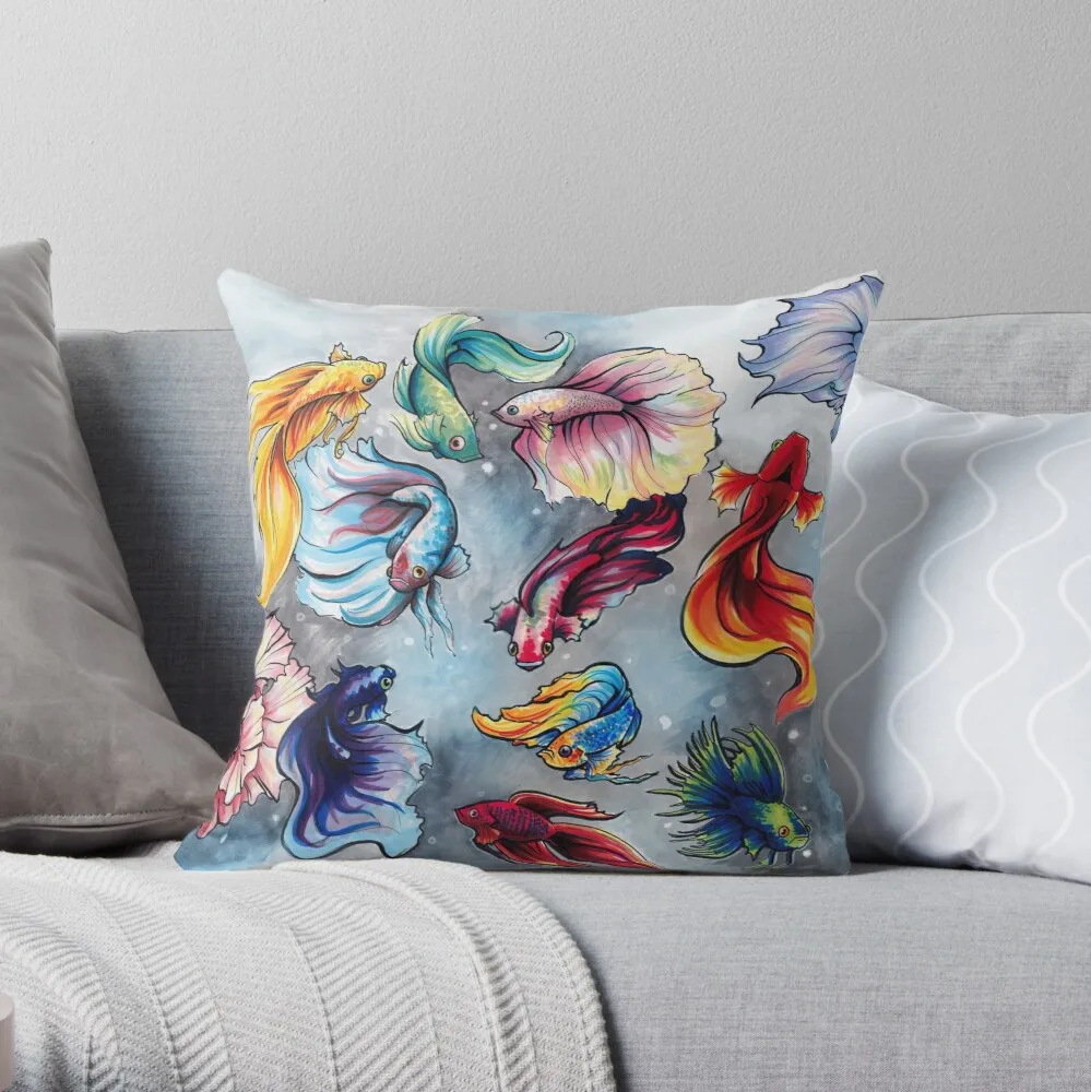 

Betta Fish Throw Pillow Cushion Cover Polyester throw pillows case on sofa home living room car seat decor 45x45cm