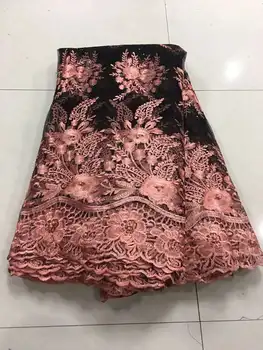 

2020 Latest French Nigerian Laces Fabrics Peach High Quality Tulle African Laces Fabric African French Tulle Lace M3035