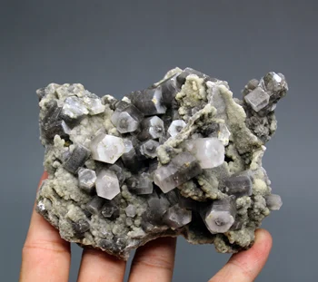 

279g Natural Grey Calcite Minerals Specimen With fluorescent effect Skeletal Raw Quartz Point Rough Crystal Cluster