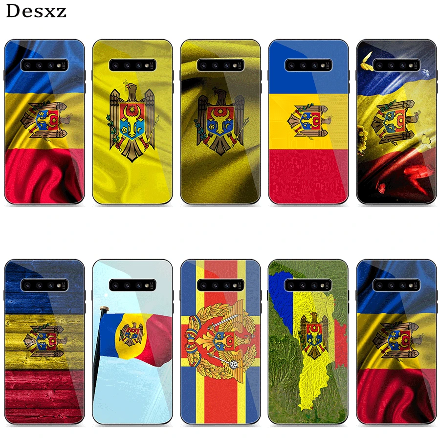 

Glass Phone Case For Samsung S7 Edge S8 S9 S10 Plus A10 A20 A30 A40 A50 A60 A70 Cover Moldova Flag