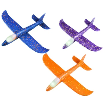 

Kids Foam Airplane Toys with LED light Mini Throwing Glider Inertia Roundabout DIY Aircraft Toy baby Hand Launch Aircraft Toy