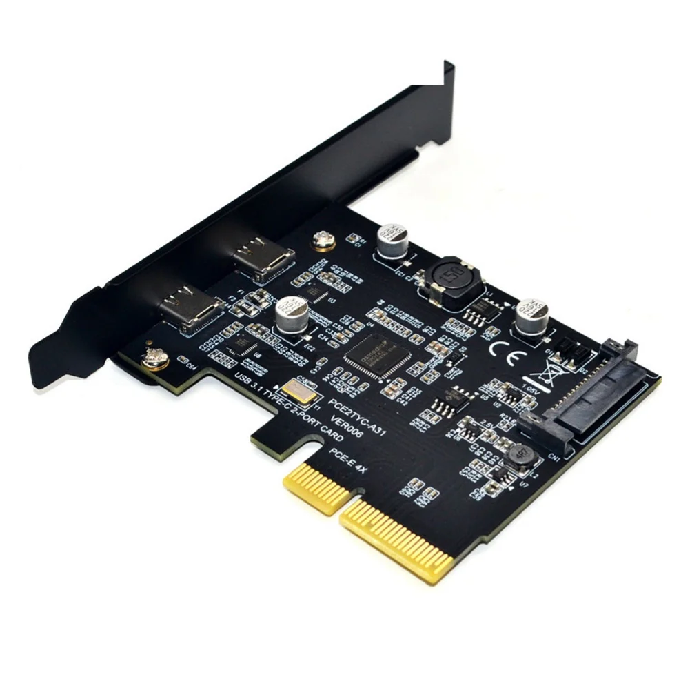 usb 3,0 pci-e express 10 Гбит/с PCI Express X4 X8 X16 PCI-E для двух USB 3,1 type-C адаптер карта расширения usb pci видеокарта