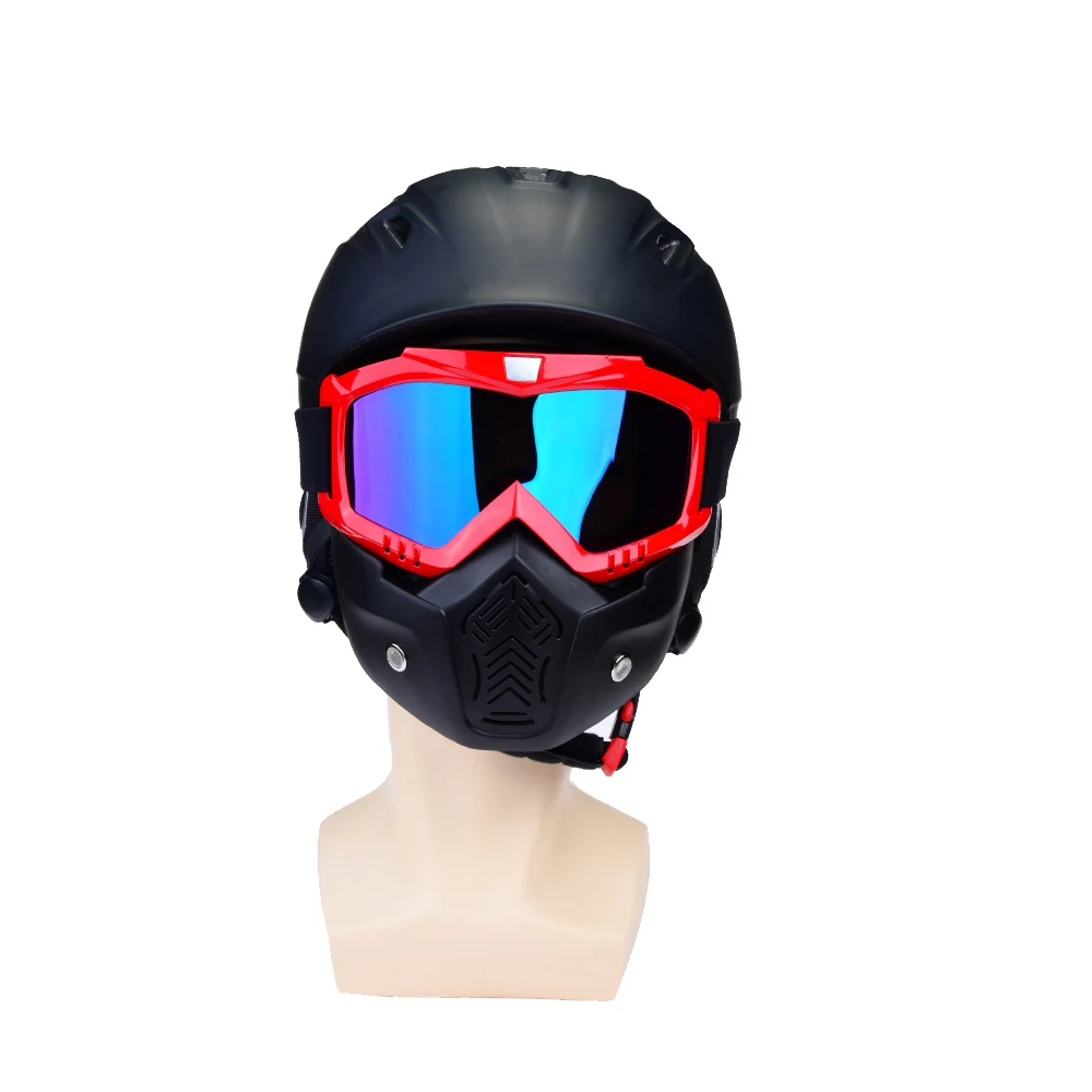 1 шт., мужская и женская Лыжная маска для сноуборда, зимние лыжные очки для снегохода, ветрозащитные очки для катания на лыжах, стекло для мотокросса, солнцезащитное стекло es с фильтром для рта
